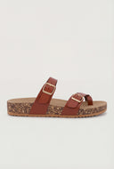 Asymmetrical Toe Loop Cork Footbed Sandals