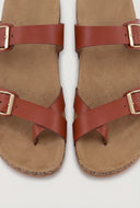 Asymmetrical Toe Loop Cork Footbed Sandals