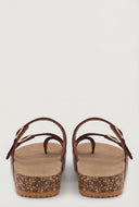 Asymmetrical Toe Loop Cork Footbed Sandals