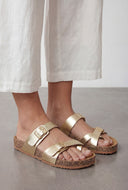 Asymmetrical Toe Loop Cork Footbed Sandals