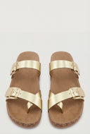 Asymmetrical Toe Loop Cork Footbed Sandals