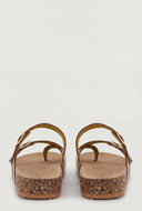 Asymmetrical Toe Loop Cork Footbed Sandals