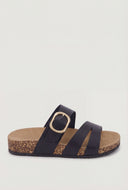 Cutout Buckle Cork Footbed Slide Sandals