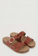 Cutout Buckle Cork Footbed Slide Sandals