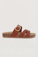 Cutout Buckle Cork Footbed Slide Sandals