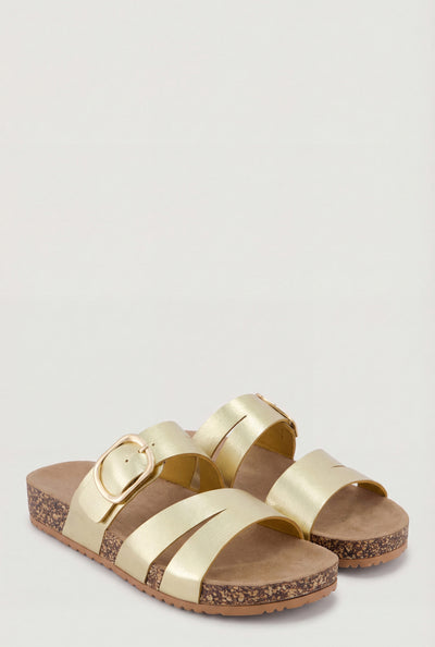 Cutout Buckle Cork Footbed Slide Sandals