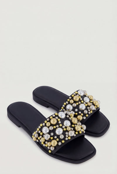 Pearl Embellished Flat Sandals