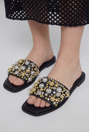 Pearl Embellished Flat Sandals