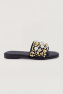 Pearl Embellished Flat Sandals
