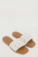 Pearl Embellished Flat Sandals