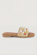 Pearl Embellished Flat Sandals