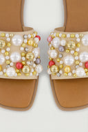 Pearl Embellished Flat Sandals