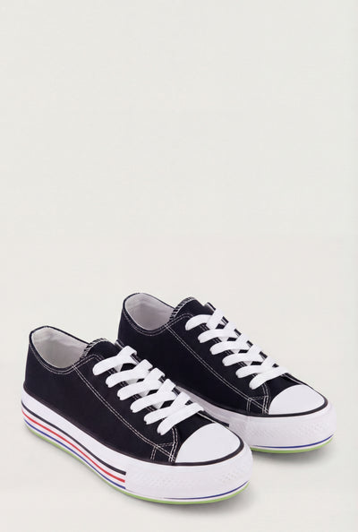 Multi Stripe Platform Canvas Sneakers