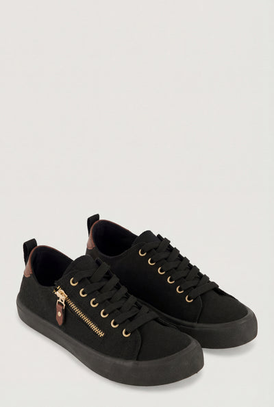 Camryn Denim Side Zip Lace-Up Sneakers