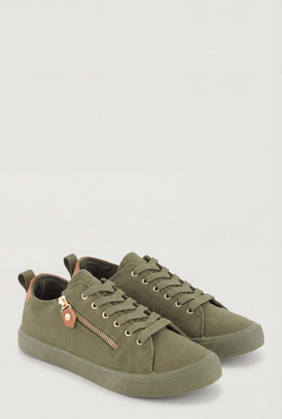 Camryn Denim Side Zip Lace-Up Sneakers