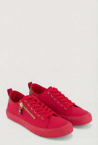 Camryn Denim Side Zip Lace-Up Sneakers