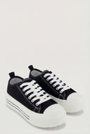 Platform Lace-Up Canvas Sneakers