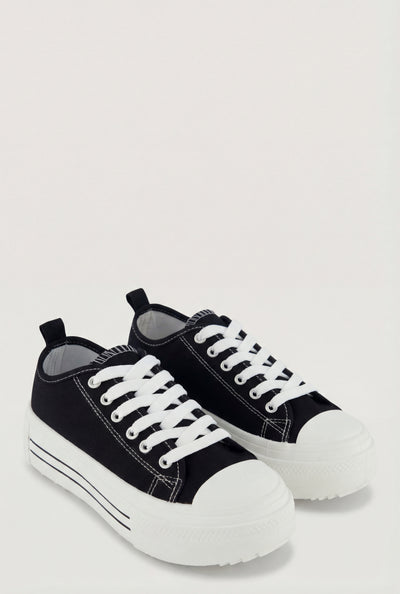 Platform Lace-Up Canvas Sneakers