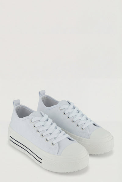 Platform Lace-Up Canvas Sneakers