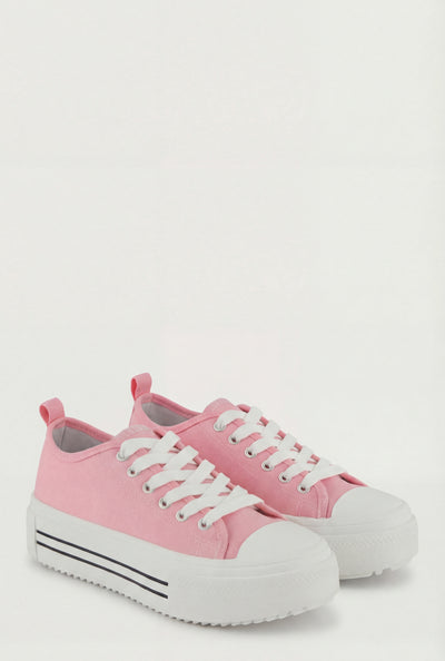 Platform Lace-Up Canvas Sneakers