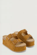 Double Buckle Cork Platform Sandals