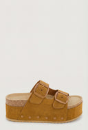 Double Buckle Cork Platform Sandals
