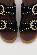 Studded Double Buckle Platform Sandals