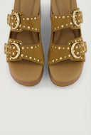 Studded Double Buckle Platform Sandals