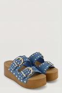 Studded Double Buckle Platform Sandals