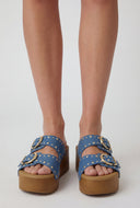 Studded Double Buckle Platform Sandals
