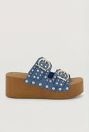 Studded Double Buckle Platform Sandals