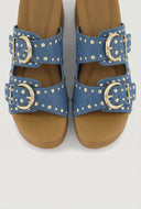 Studded Double Buckle Platform Sandals