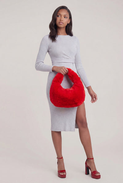 Fur Knot Handle Shoulder Bag