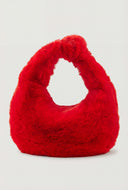 Fur Knot Handle Shoulder Bag