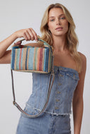 Striped Raffia Crossbody Bag