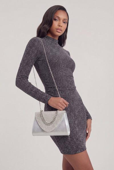 Glam Chain Strap Flap Crossbody Bag