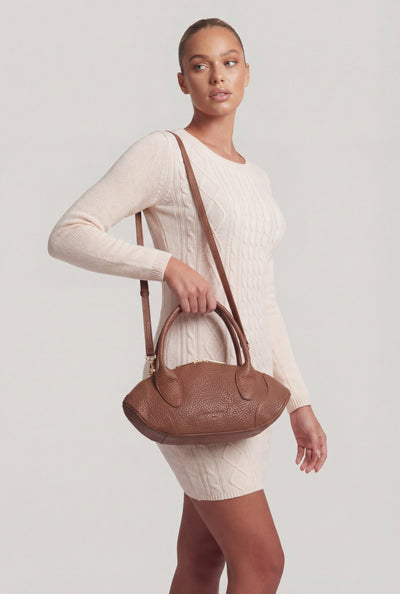Pebbled Convertible Baguette Bag