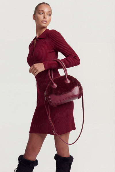Faux Fur Mini Bowler Bag