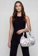 Ruched Top Handle Shoulder Bag