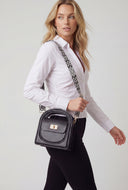 Chevron Strap Top Handle Crossbody Bag