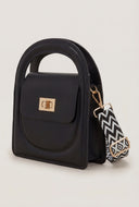 Chevron Strap Top Handle Crossbody Bag