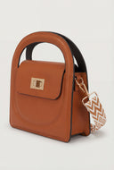 Chevron Strap Top Handle Crossbody Bag
