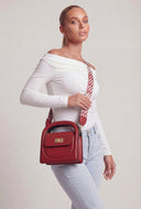 Chevron Strap Top Handle Crossbody Bag