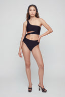 Tie Side Asymmetrical One Shoulder Swim Bikini Set