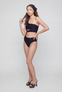 Tie Side Asymmetrical One Shoulder Swim Bikini Set