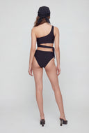 Tie Side Asymmetrical One Shoulder Swim Bikini Set