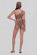Tie Side Asymmetrical One Shoulder Swim Bikini Set