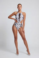 Cutout Mesh Insert One-Piece Swimsuit