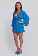 Tie Front Applique Swim Cover Up