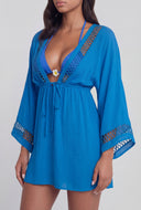 Tie Front Applique Swim Cover Up